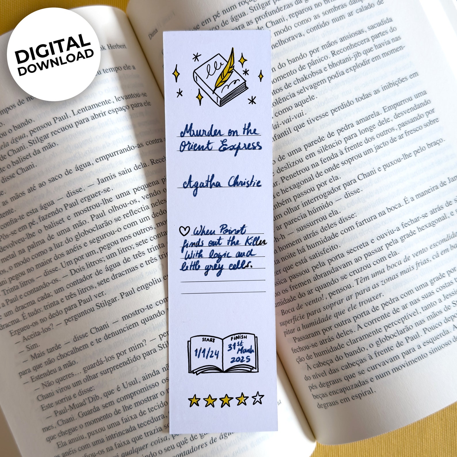 Printable Review Bookmark, Book Review Template, Digital Bookmark Svg ...
