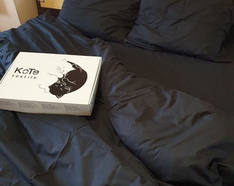 Parure de lit, lit en coton "Noir"