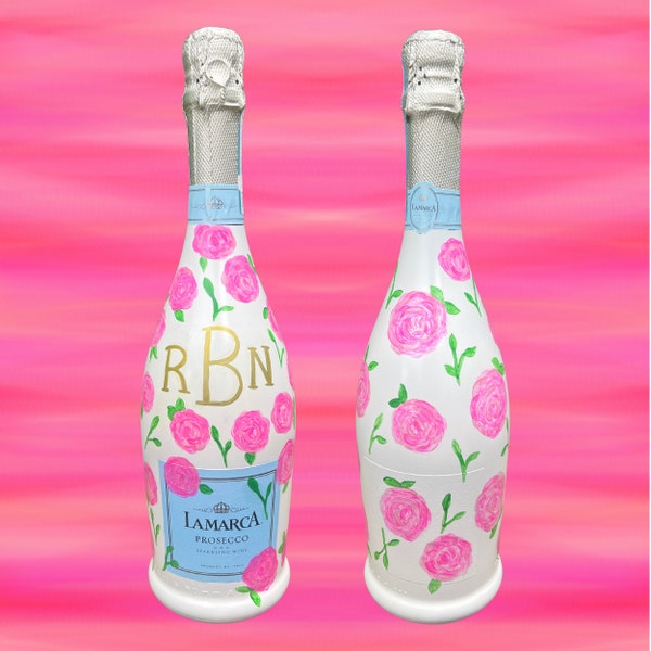 Custom Painted Flower Champagne Bottle for Any Occasion! (Perfect Gift)