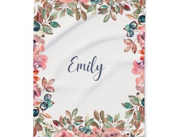 Personalized name blanket with colorful flowers