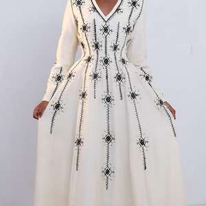 Black design Embroidery Elegant Modern Habesha Dress,Habesha Libs
