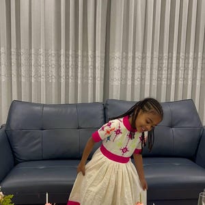 Kids&#39; Black and Purple Design Habesha Dress