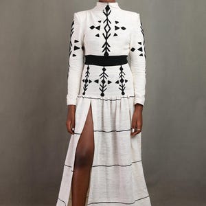 Black Design  Embroidery Handwoven Habesha Dress ,Habesha Kemis