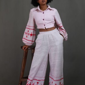 Purple Design pantsuit Habesha Cloth, Habesha Libs