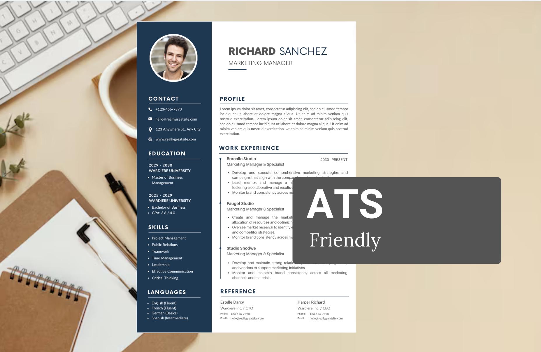 Ats-friendly Resume Template | Instant Download | - Etsy