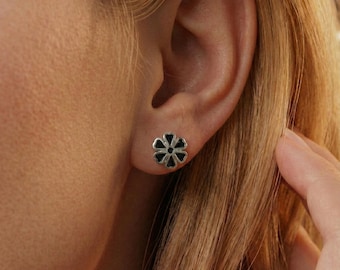 935 Oxidized Silver Stud Earrings – Matte Finish, Hypoallergenic
