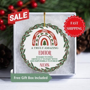 Editor Ornament, Personalized Editor Ceramic Ornament Gifts, Editor Christmas Gifts, Editor Appreciation Gifts, Secret Santa Gift for Editor