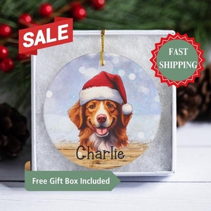 Nova Scotia Duck Gift, Personalized Dog Christmas Ornaments, Custom Name Photo Ceramic Ornaments, Christmas Gifts for Dog Lovers, Pet Gift