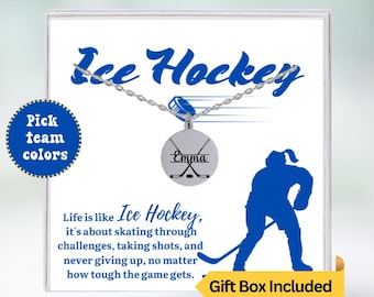 Personalized Ice Hockey Necklace, Custom Hockey Jewelry with Name Charm, Gifts For Ice Hockey Players, Ice Hockey Player Gifts, Hockey Gifts