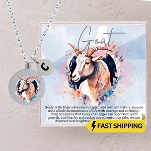 Goat Necklace for Girls, Personalized Goat Pendant with Inspirational Card, Gift Box, Dainty Goat Necklaces for Teens, Gifts for Women,