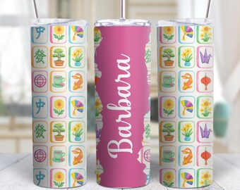 Personalized Mahjong Colorful Tile 20oz Tumbler With Stainless Steel Cup