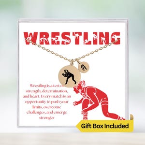 Wrestling Necklace, Personalized Initial Wrestling Necklace, Wrestler Pendant, Custom Necklace, Wrestler Charm Necklace, Wrestling Team Gift