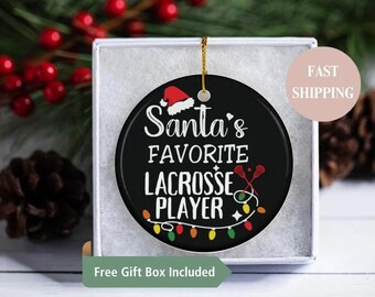 Lacrosse Ornament  Personalized Lacrosse Gifts for Players, Christmas Gifts, Sports Ornament, Santa's Favorite Lacrosse Player, LAX Gifts