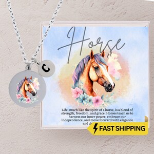Horse Necklace for Girls, Personalized Horse Pendant with Inspirational Card, Gift Box, Dainty Horse Necklaces for Teens, Gifts for Women