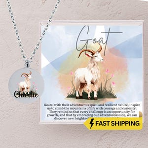 Goat Necklace for Girls, Personalized Goat Pendant with Inspirational Card, Gift Box, Dainty Goat Necklaces for Teens, Gifts for Women,