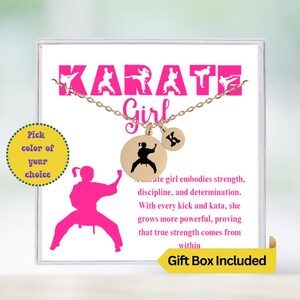 Karate Necklace, Personalized Karate Initial Necklace for Girls, Karate Jewelry, Karate Pendant, Martial Arts Gift, Taekwondo Necklace Gifts