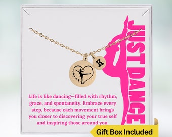 Personalized Dance Necklace Gifts, Ballerina Jewelry, Dance Recital Gifts, Ballet Dancer Necklace, Initial Necklace, Dance Coach Gift