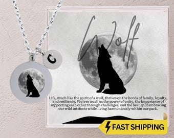 Wolf Necklace for Girls, Personalized Wolf Pendant with Inspirational Card, Gift Box, Dainty Wolf Necklaces for Teens, Gifts for Women,