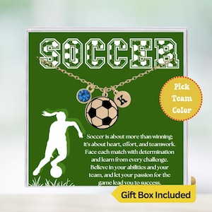 Personalized Soccer Necklace for Girls, Custom Initial & Birthstone Jewelry, Soccer Player Gift, Sports Accessories, Soccer-Themed Jewelry