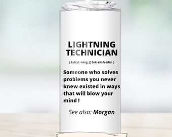 Custom Lightning Technician Gift, 20oz Tumbler - Personalized Stainless Steel Mug -Unique Lightning Technician Gift Name Insulated Drinkware