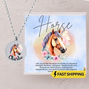 Horse Necklace for Girls, Personalized Horse Pendant with Inspirational Card, Gift Box, Dainty Horse Necklaces for Teens, Gifts for Women,