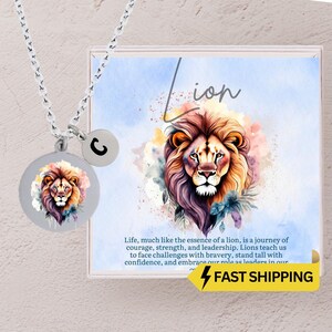Lion Necklace for Girls Personalized Lion Pendant with Inspirational Card, Gift Box, Dainty Lion Necklaces for Teens Necklace gift for Women