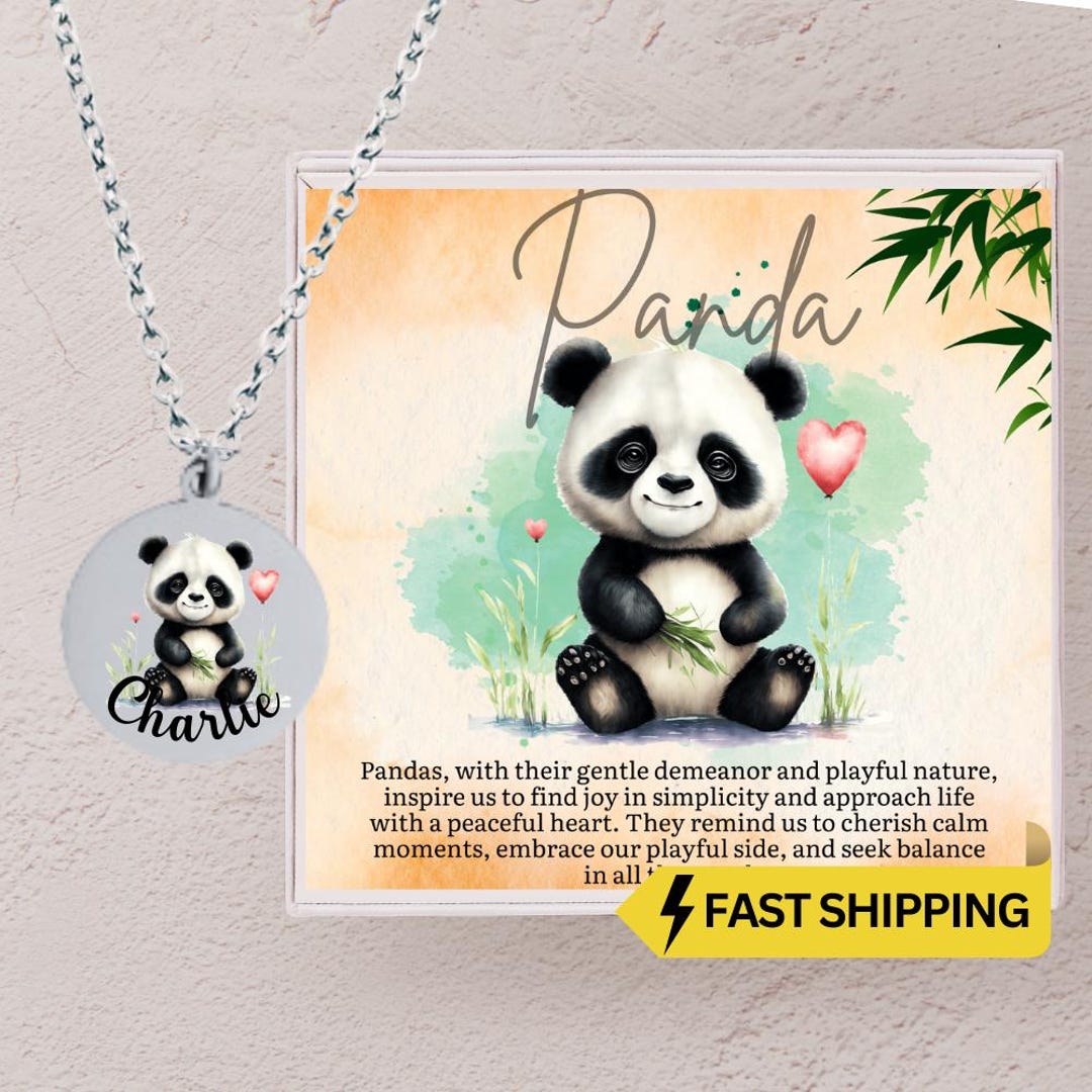 Panda Necklace for Girls, Personalized Panda Pendant With Inspirational ...