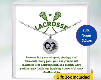 Girls Lacrosse Necklace, Personalized Lacrosse Jewelry, Gifts for Lacrosse Players, Initial Necklace, Lacrosse Gift, Team Gift