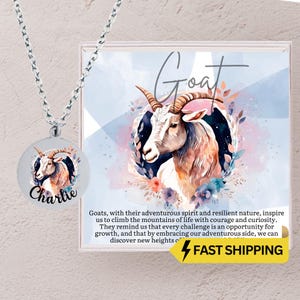 Goat Necklace for Girls, Personalized Goat Pendant with Inspirational Card, Gift Box, Dainty Goat Necklaces for Teens, Gifts for Women,