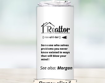 Custom Realtor Gift, 20oz Tumbler - Personalized Stainless Steel Mug - Unique Realtor Gift Name Insulated Drinkware, Realtor Gift