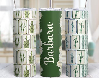 Personalized Mahjong Green Bamboo Tile 20oz Tumbler With Stainless Steel Cup