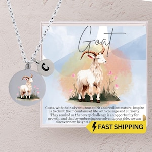 Goat Necklace for Girls, Personalized Goat Pendant with Inspirational Card, Gift Box, Dainty Goat Necklaces for Teens, Gifts for Women,