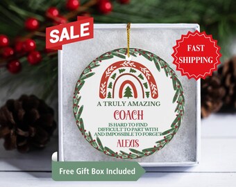 Coach Ornament, Personalized Coach Ceramic Ornament Gifts, Christmas Gifts, Appreciation Gifts, Thank You Gifts for Coach