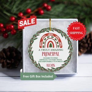 Principal Ornament, Personalized Principal Ceramic Ornament Gifts, Christmas Gifts, Appreciation Gifts, Thank You Gifts for Principal
