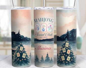 Personalized Mahjong Social Club Winter 20oz Tumbler With Stainless Steel Cup