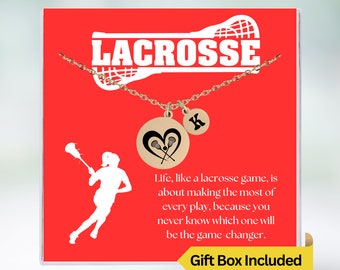 Personalized Girls Lacrosse Necklace, Lacrosse Jewelry, Lacrosse Team Gifts, Lacrosse Player Gift Initial Necklace, Playoff Championship