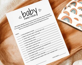 Baby Shower Game Family Feud | Baby Shower Games Printable | Family Feud Game | Gender Neutral | Editable Template | Instant Download | game