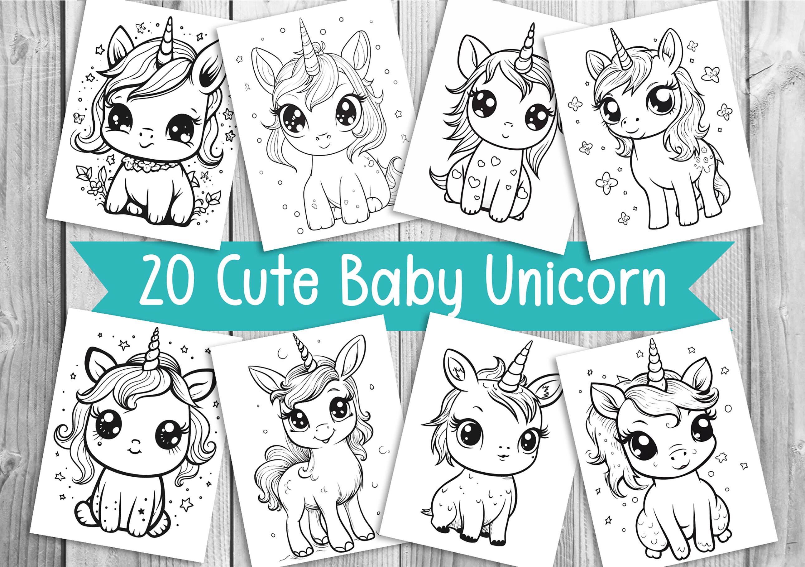 Cute Unicorn Coloring Pages / Kawaii Unicorn Coloring Pages / Printable ...