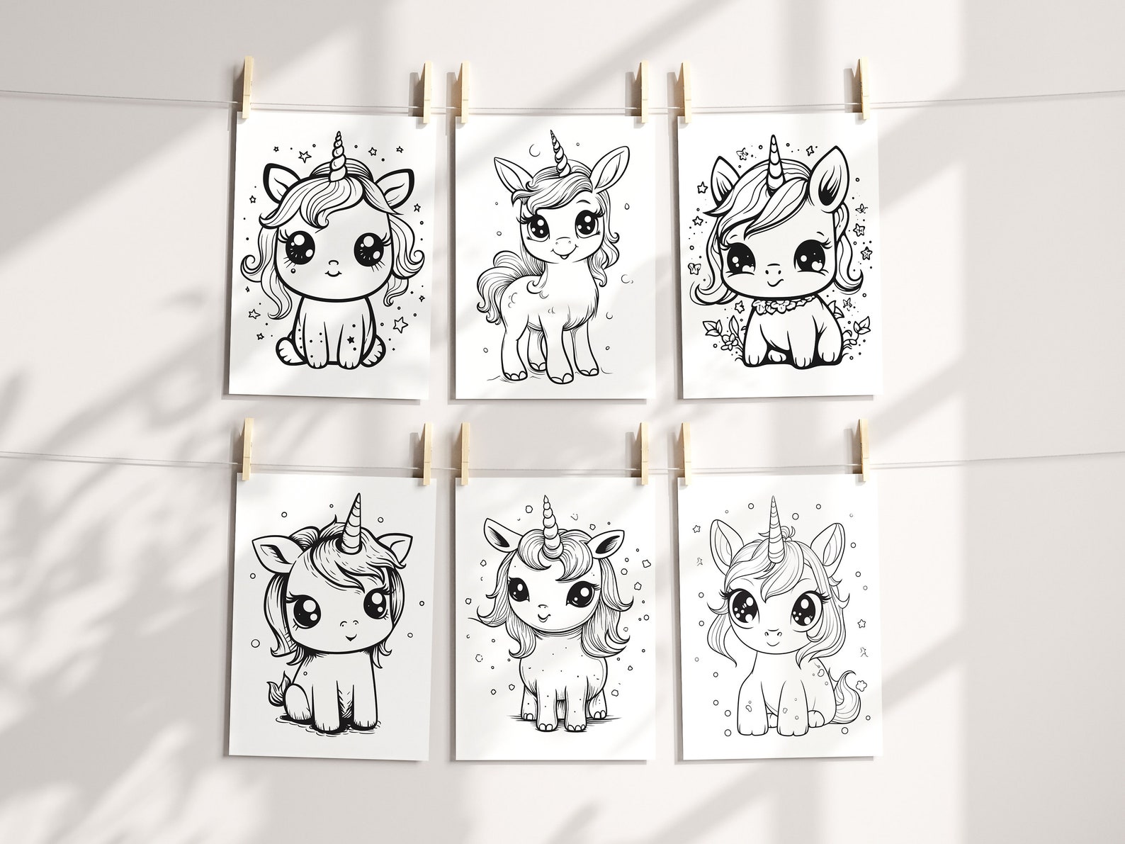 Cute Unicorn Coloring Pages / Kawaii Unicorn Coloring Pages / Printable ...