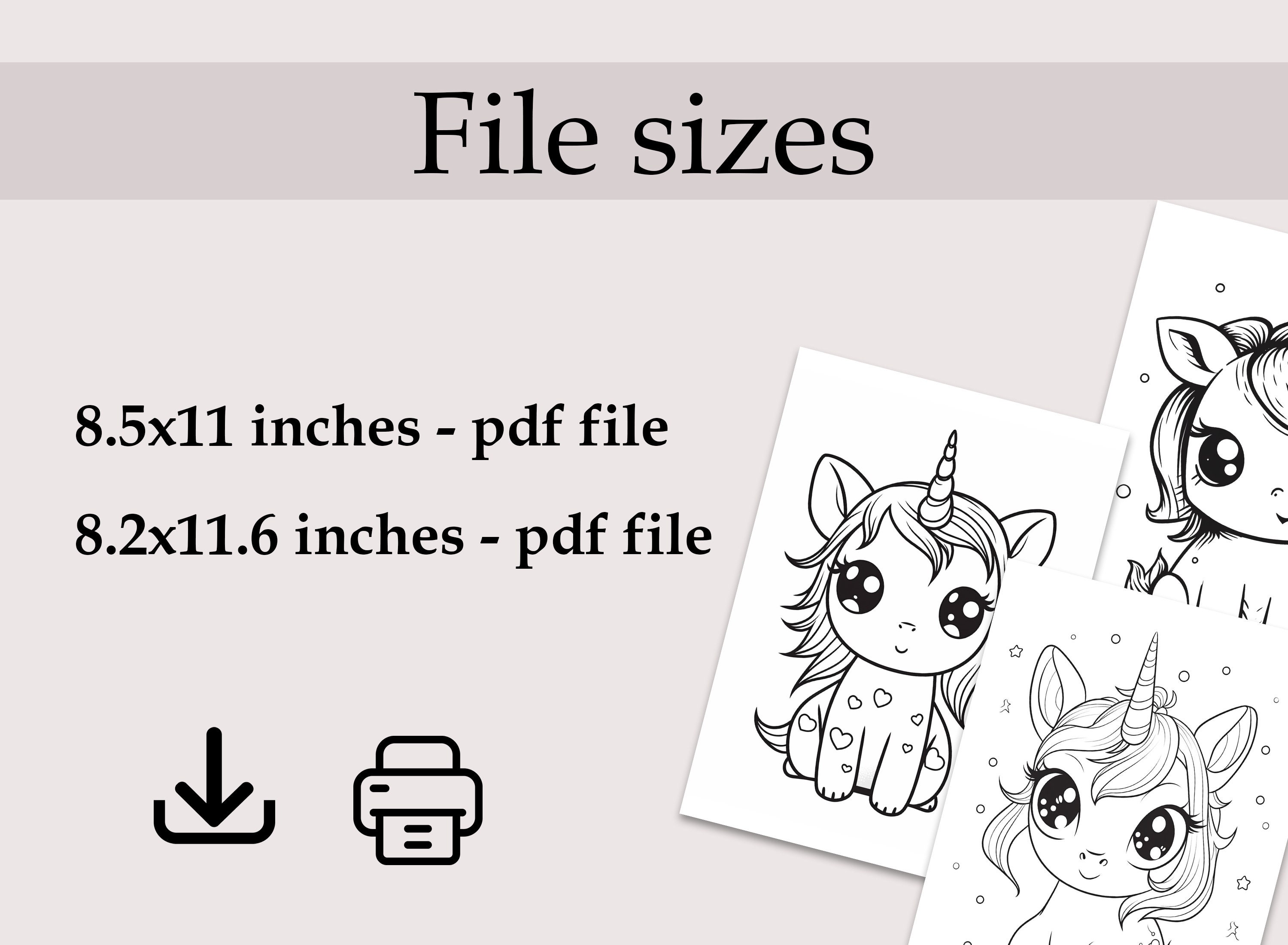 Cute Unicorn Coloring Pages / Kawaii Unicorn Coloring Pages / Printable ...