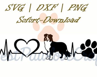 Border Collie Heartbeat Plotter File | Dog SVG DXF PNG | Dog Lover Plotter Design | Dog Love | Digital Download