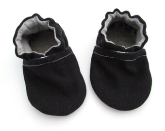 Black Brushed Denim Baby Shoes