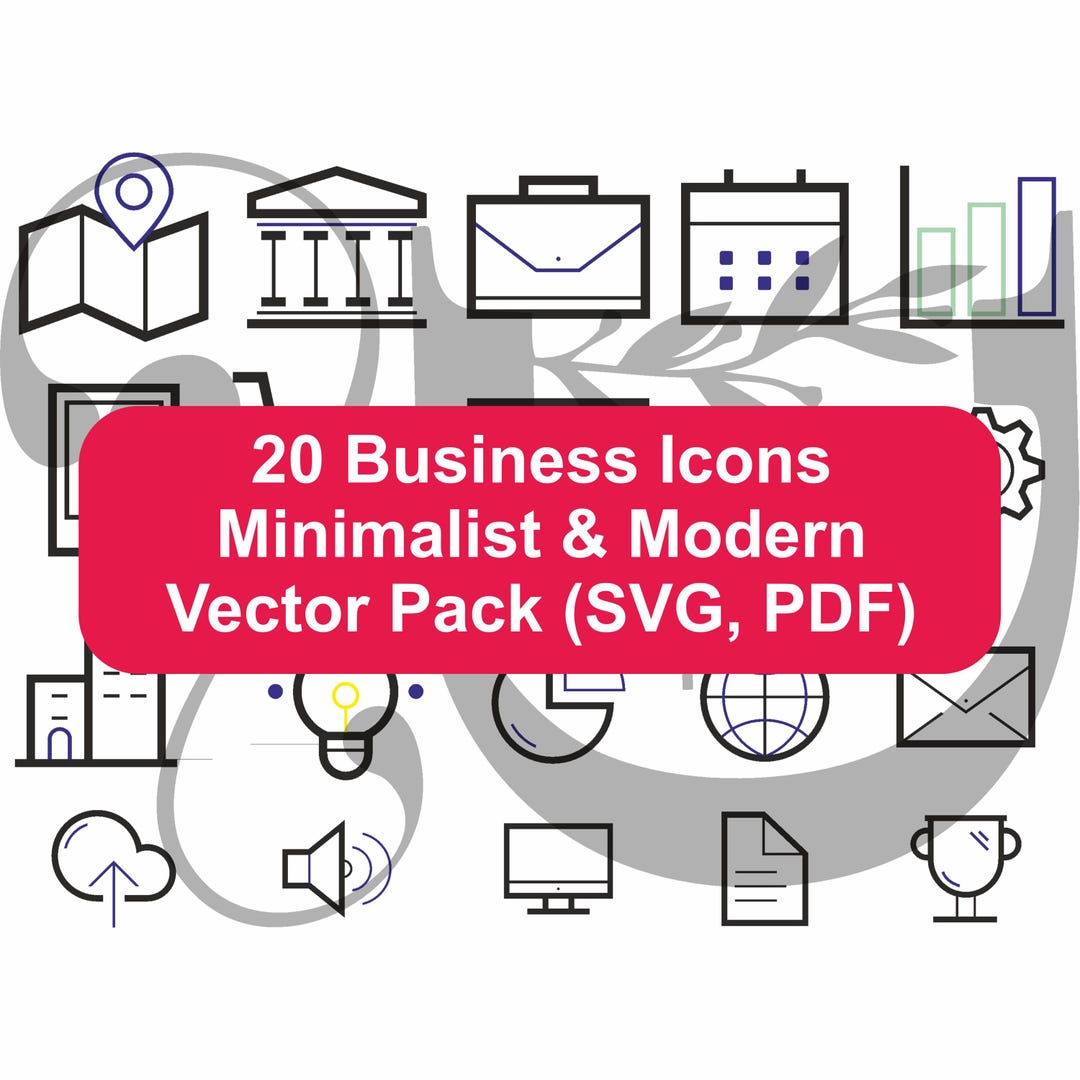 20 Business Icons – Minimalist & Modern Vector Pack (SVG, PDF) - Etsy