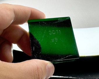 Green Optic Glass Square - Jewelry Making, Craft Supply (2 Pieces)