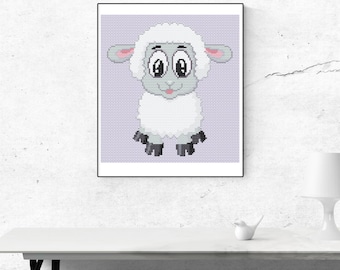 Cute Little Sheep Cross Stitch Pattern, Instant PDF Download, Baby Animal Xstitch Chart