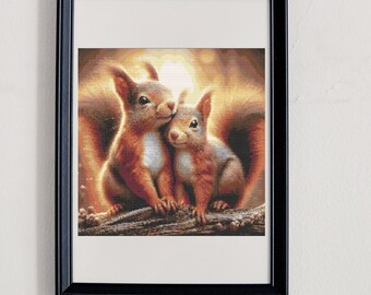 Squirrel Friendship Cross Stitch Chart, Instant PDF Download, Animal XStitch Pattern