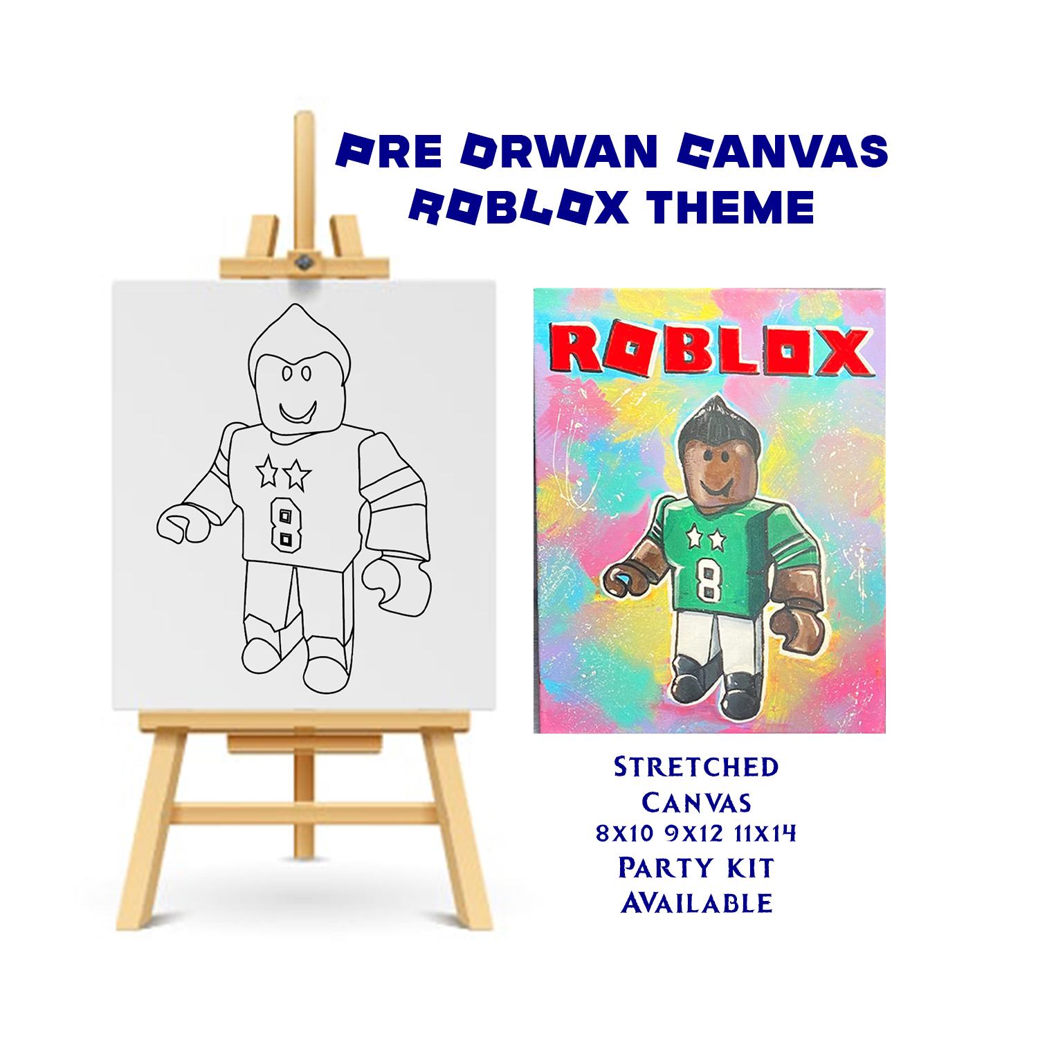 Custom Theme Paint Party For Kids | Roblox Theme Party | Party Activity | Party Favor Handmade Pre Drawn Canvas