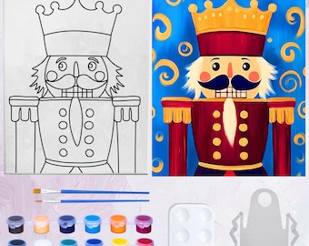 Nutcracker Canvas Paint Party | Custom Paint Party Kit | Kids Adults Theme Party Activity | Party Favor Pre Drawn Canvas