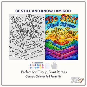 Be Still, and Know That I Am God Pre Drawn Canvas Painting Kit | Praise and Paint Church Group Activity