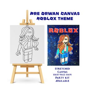 Custom Theme Paint Party For Kids | Roblox Girl Theme Party | Party Activity | Party Favor Handmade Pre Drawn Canvas